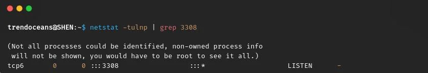 Run netstat command to check mysql port in linux