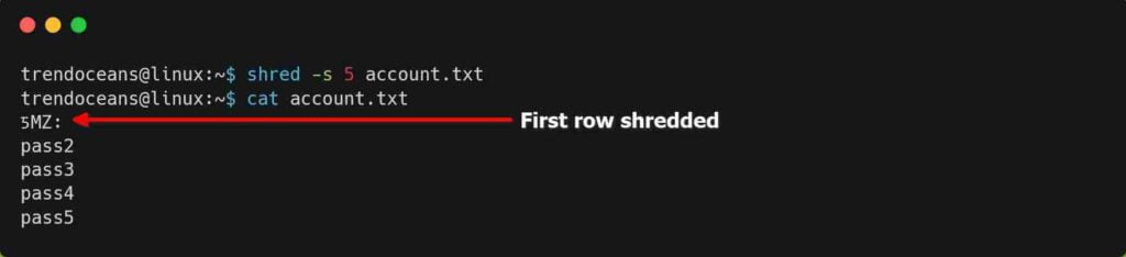Selectively Shred the Content of the File by Bytes