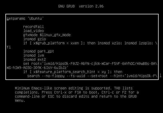 Boot parameters