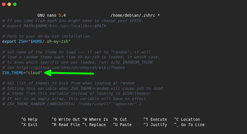 Change theme in zsh shell