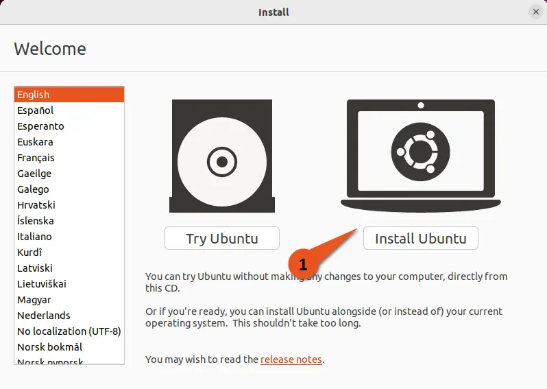 Click on Install Ubuntu