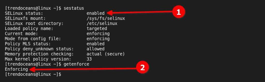 Checking the SELinux status in Linux