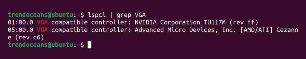 Finding graphics card using the lspci command