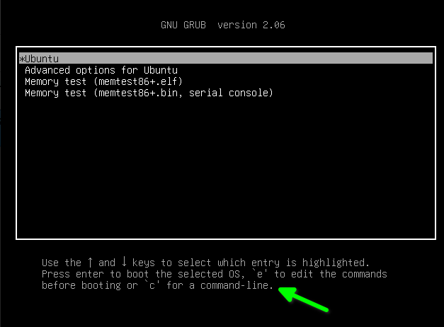 GNU GRUB menu