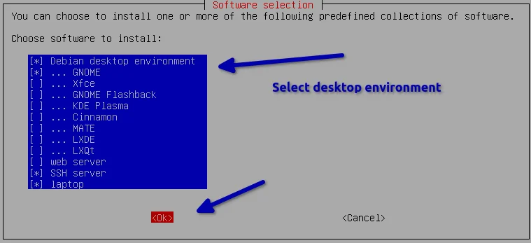 Install desktop environment on Debian