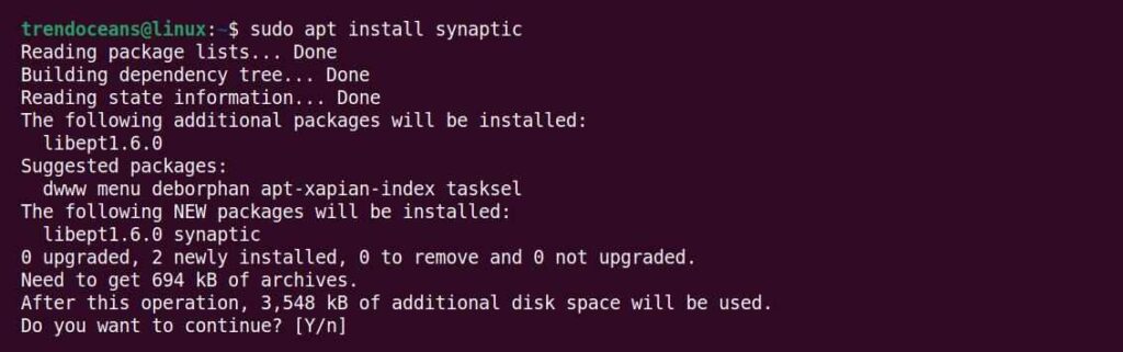 Installing synaptic on your system