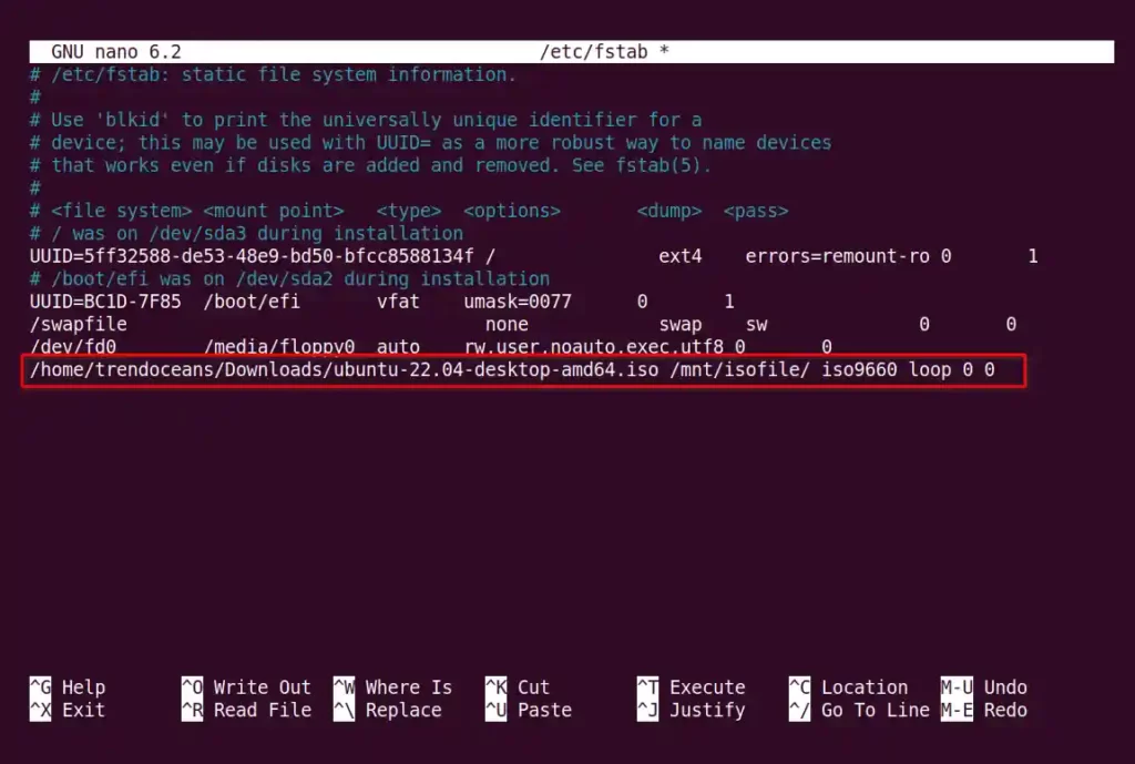 Mounting ISO file permanently from the fstab file