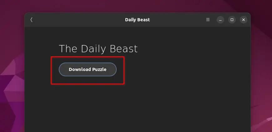 Download current day puzzle from Daily Beast news outlet