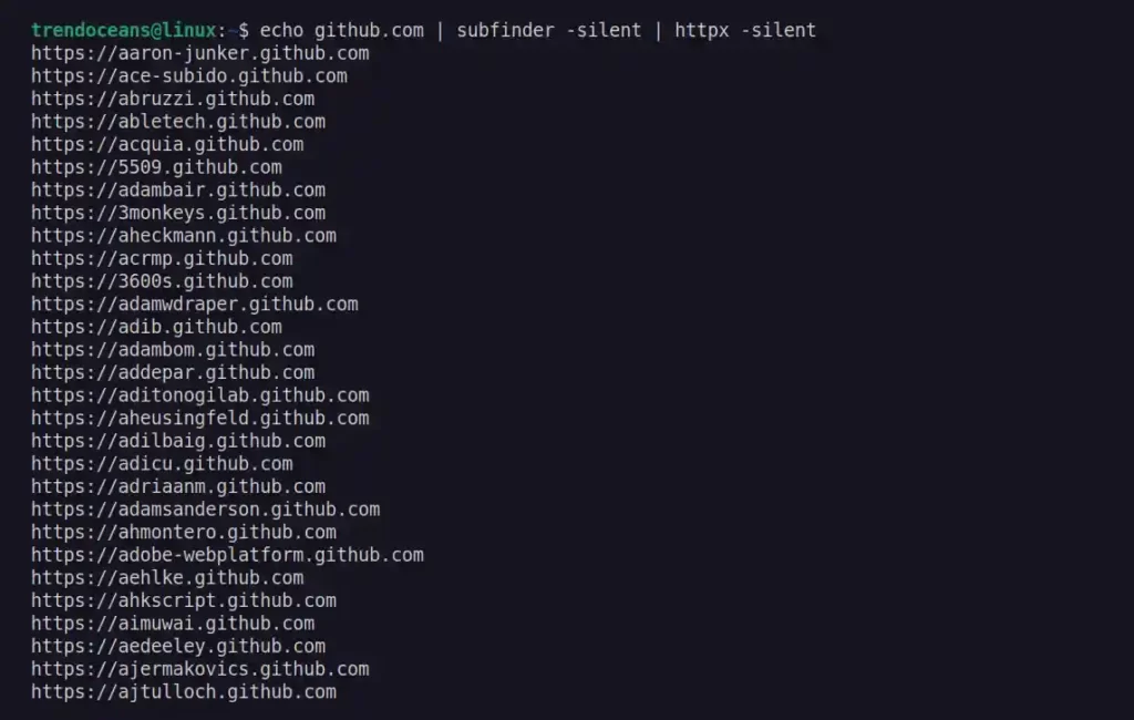 Piping the subfinder output to other command