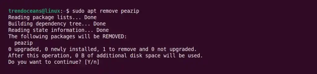 Removing PeaZip from Linux