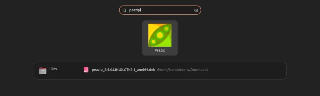 Searching PeaZip