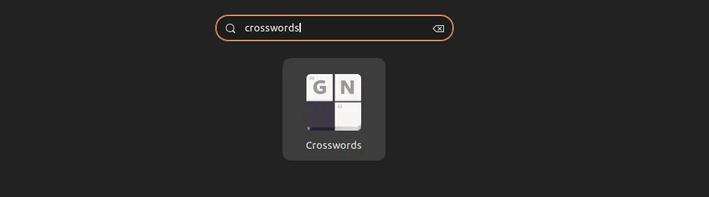 Searching for crosswords on Linux application launcher menu