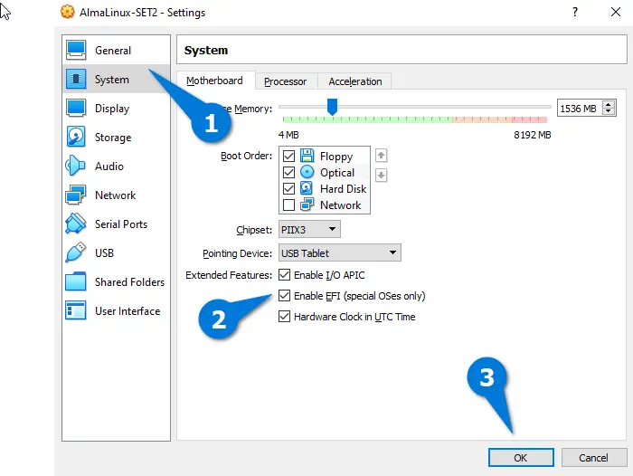 Enable UEFI support on VirtualBox