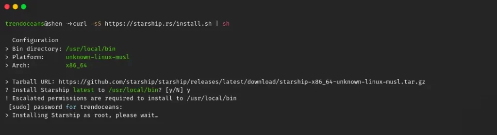 Installing Starship on Linux