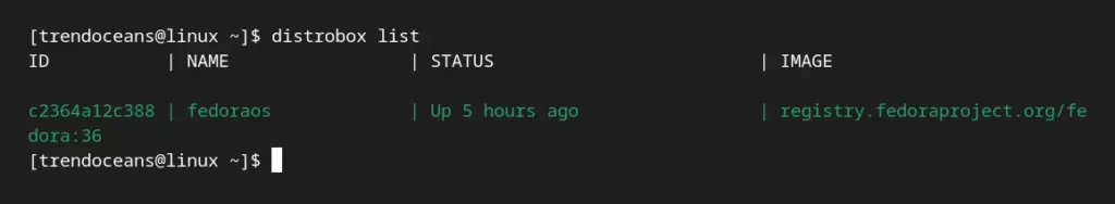 Listing Running Distrobox Container