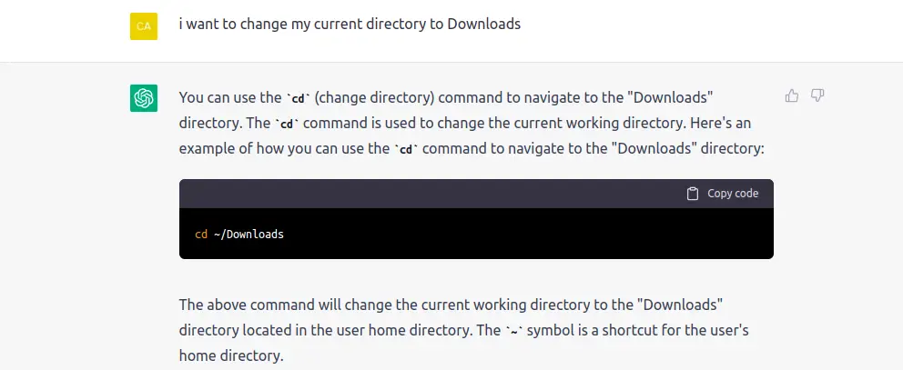 Simple question like changing directory on Linux