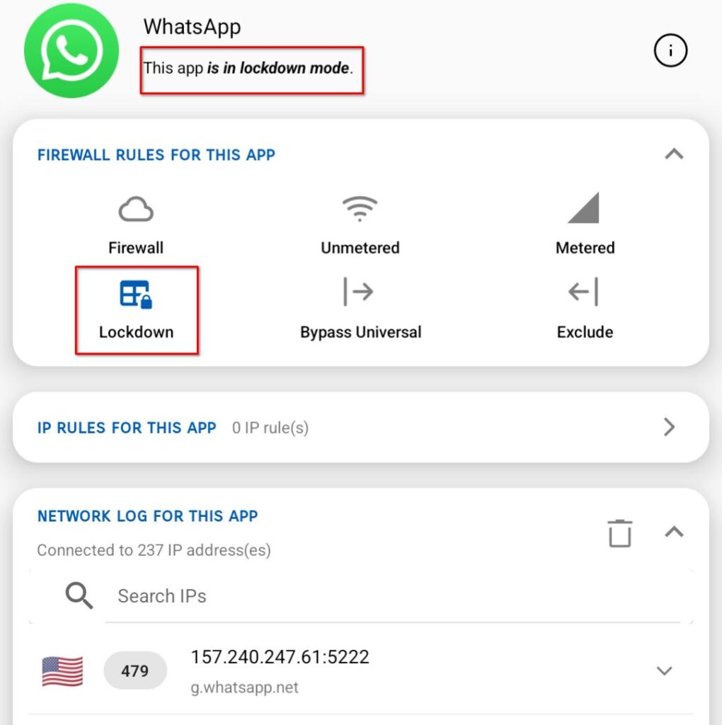 WhatsApp Connection Blocked from RethinkDNS