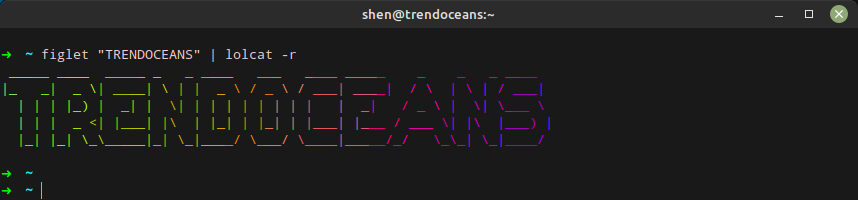 figlet command output with lolcat