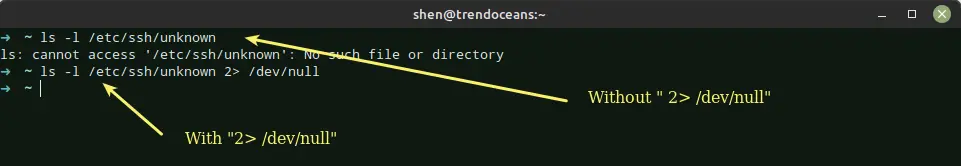 ls command error output supress