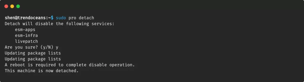 Detach Ubuntu Pro