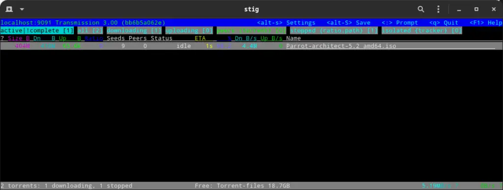 Stig Bittorrent client interface