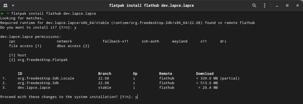 Install Lapce from Flatpak