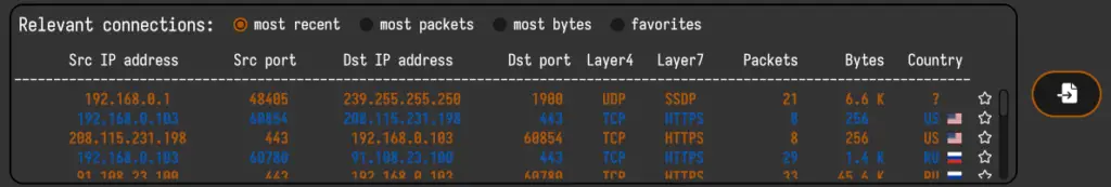 Connection Details in relatime