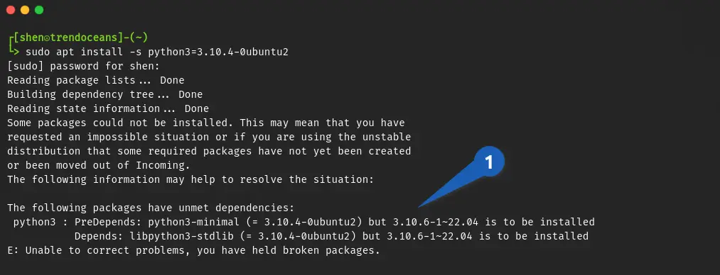 Dependencies error message for python3