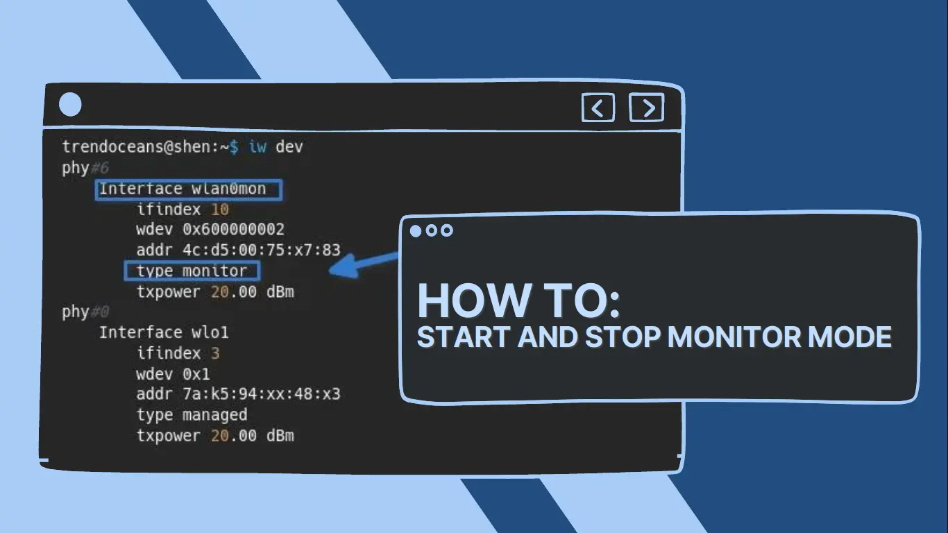 Start and Stop monitor mode in linux