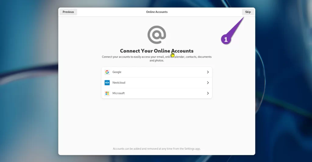 Connect online accounts in Fedora